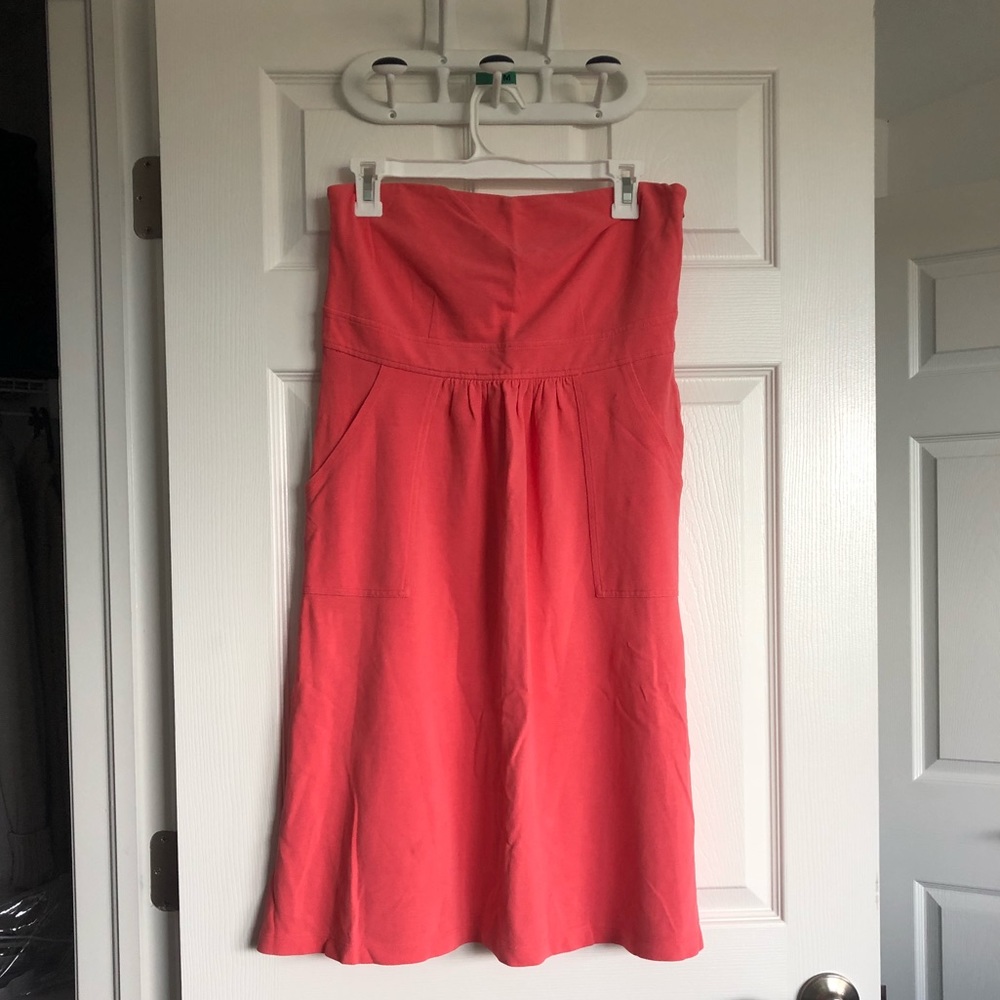J. Crew Coral Strapless Dress with Pockets